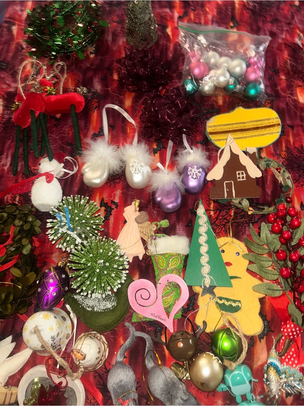 Large Lot Of Vintage/Handmade Ornaments